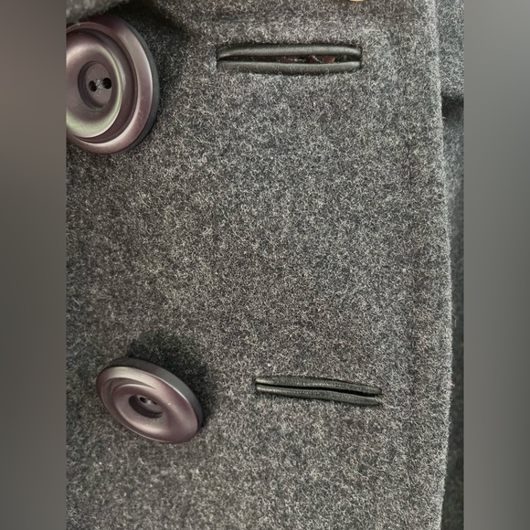 Nicole Benisti Wool Swing Peacoat Button Grey Long Unique Designer Women Medium - Picture 10 of 13